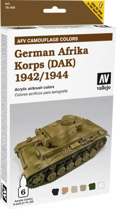 Vallejo Model Air AFV Painting System German Afrika Korps DAK 1942-1944 Farbset, 6-tlg.