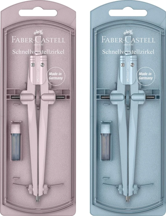 Faber-Castell Stream 2024 Schnellverstellzirkel, farbig sortiert, Klarsichtetui