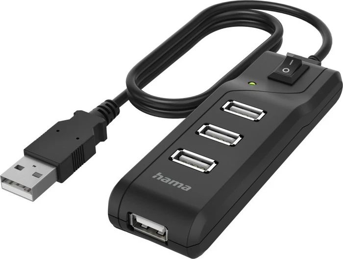 Hama USB-Hub, 4x USB-A 2.0, USB-A 2.0 [Stecker]