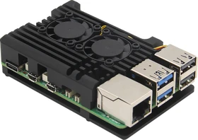 Geekworm Aluminiumgehäuse Armor Case für Raspberry Pi 5, mit 2x Lüfter, schwarz