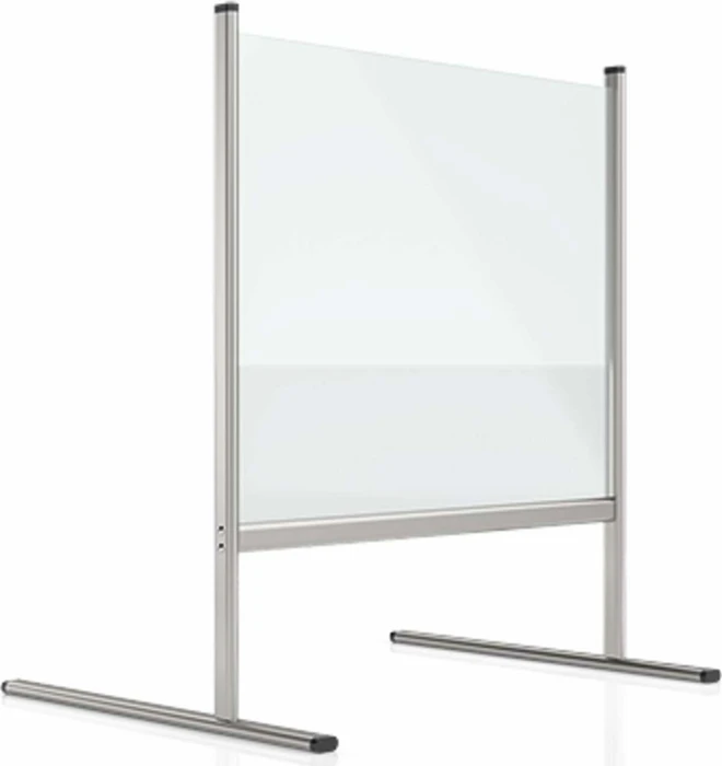 Magnetoplan Hygieneschutz Thekenaufsatz Hygienewand mit Aluminiumgestell, transparent/silber, 76x65cm