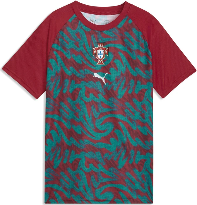 Puma FIFA WM 2026 Portugal Aufwärmtrikot kurzarm club red/green lagoon (Junior)