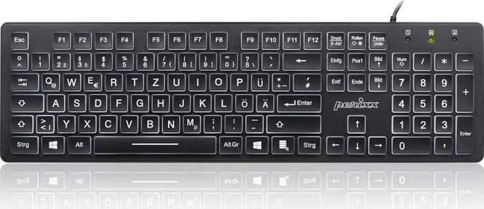 Perixx Periboard-317, schwarz, LEDs weiß, USB, DE