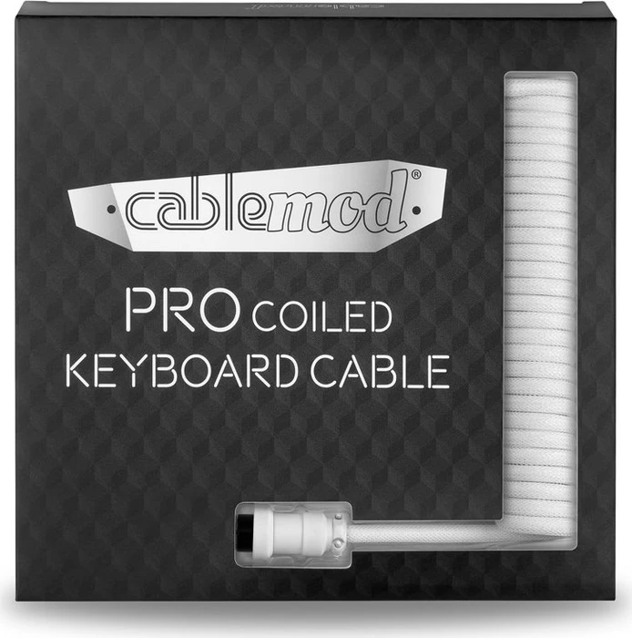 CableMod Pro Coiled Keyboard Cable USB Micro-B auf USB-A, Tastaturkabel (Spiral-Textilkabel), 1.5m, Glacier White