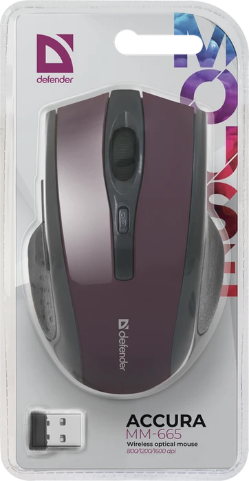 Defender Accura MM-665 Wireless Optical Mouse burgunderrot, USB