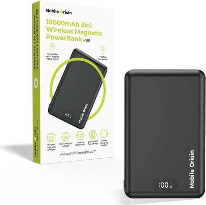 Mobile Origin Wireless Metal Slim PowerBank 3in1 PB8 10000mAh schwarz