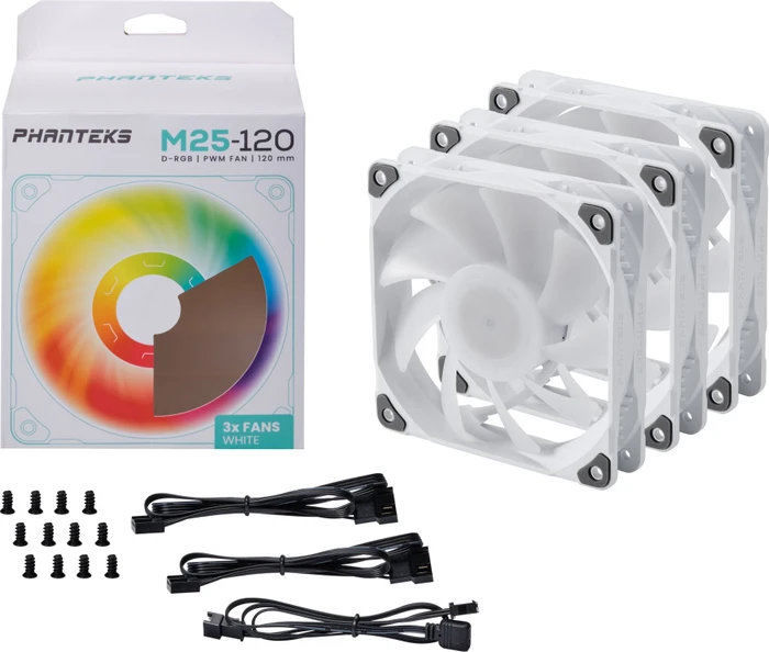 Phanteks M25-120 PWM D-RGB, weiß, 120mm, 3er-Pack