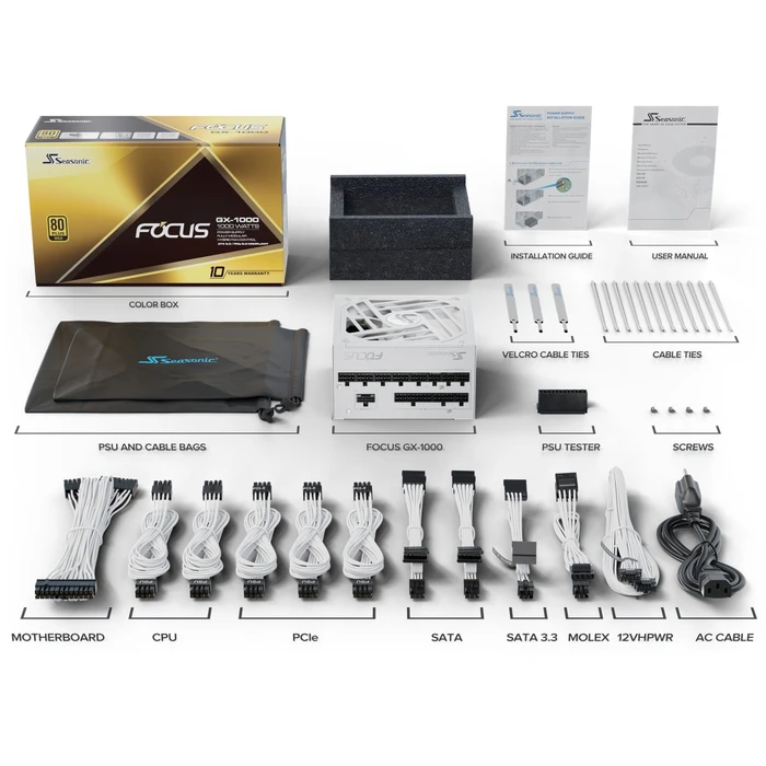 Seasonic Focus GX White Edition 1000W, ATX 3.0
