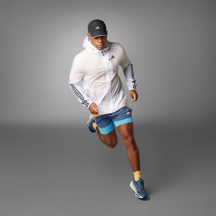 adidas Own The Run 3-Streifen Laufjacke weiß (Herren)