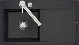 Villeroy & Boch Subway Style 50 Einbau Becken links mit Ablauffernbedienung pure black