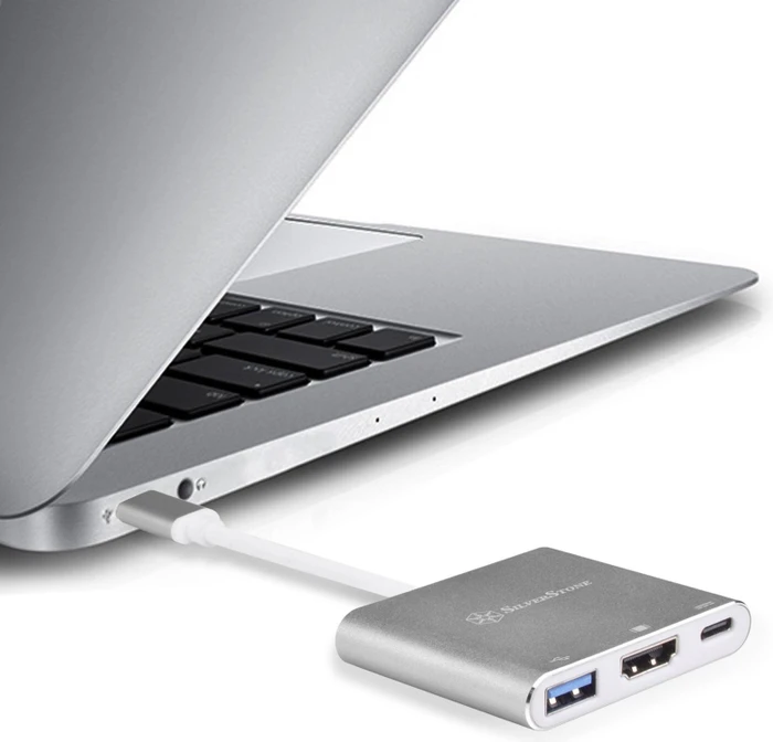 SilverStone EP08 USB 3.0 Typ-C auf HDMI Adapter, silber
