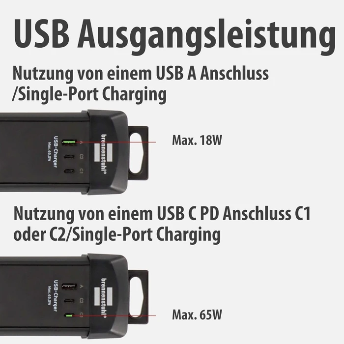 Brennenstuhl Premium-Line, 6-fach, 1x USB-A/2x USB-C USB-PD, 3m, schwarz