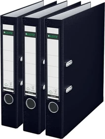 Leitz Qualitäts Ordner 2-Ring 180° Plastik, 50mm, A4, schwarz, 3er-Pack