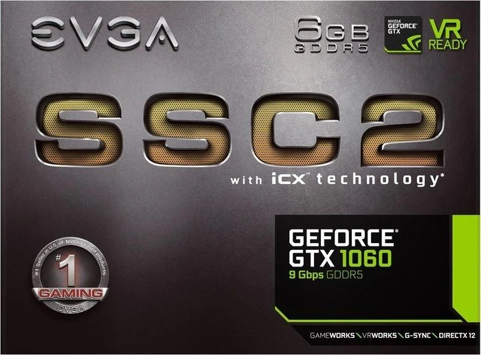 EVGA GeForce GTX 1060 SSC2 Gaming 9Gbps, 6GB GDDR5, DVI, HDMI, 3x DP