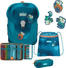 Scout Sunny II Exklusiv Superflash Seadragon Schultaschen-Set, 4-tlg.