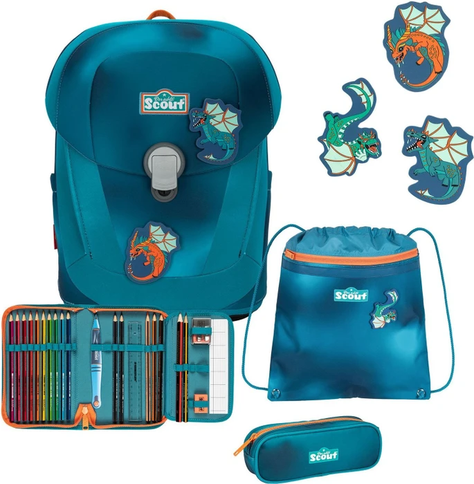 Scout Sunny II Exklusiv Superflash Seadragon Schultaschen-Set, 4-tlg.
