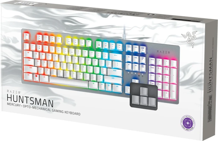 Razer Huntsman, Mercury White, Razer Clicky Optical PURPLE, USB, US
