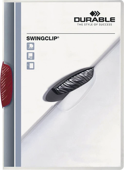 Durable Swingclip Klemmmappe, A4, rot/transparent, 25er-Pack