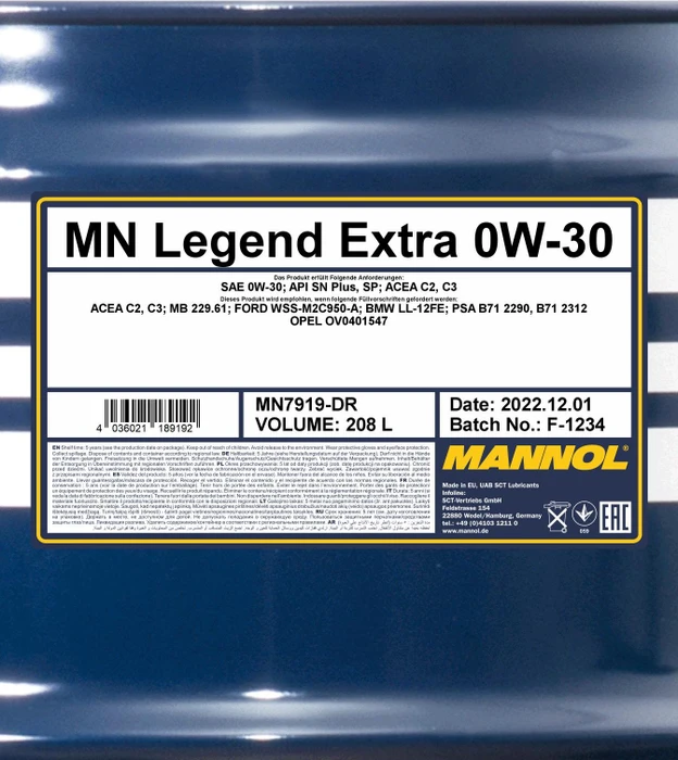 Mannol Legend Extra 0W-30 208l