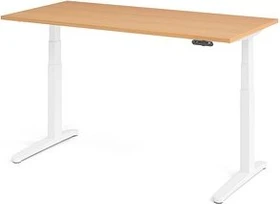 Hammerbacher Ergonomic Aktiv XBHM16 elektrisch höhenverstellbarer Sitz-Steh-Schreibtisch 160x80cm Buche/weiß