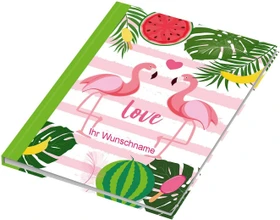 RNK-Verlag Flamingo Notizbuch, A5, punktiert, Hardcover, grün, 96 Blatt