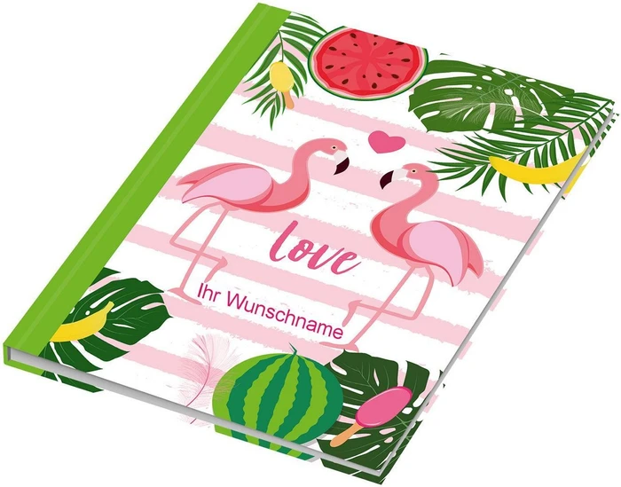 RNK-Verlag Flamingo Notizbuch, A5, punktiert, Hardcover, grün, 96 Blatt