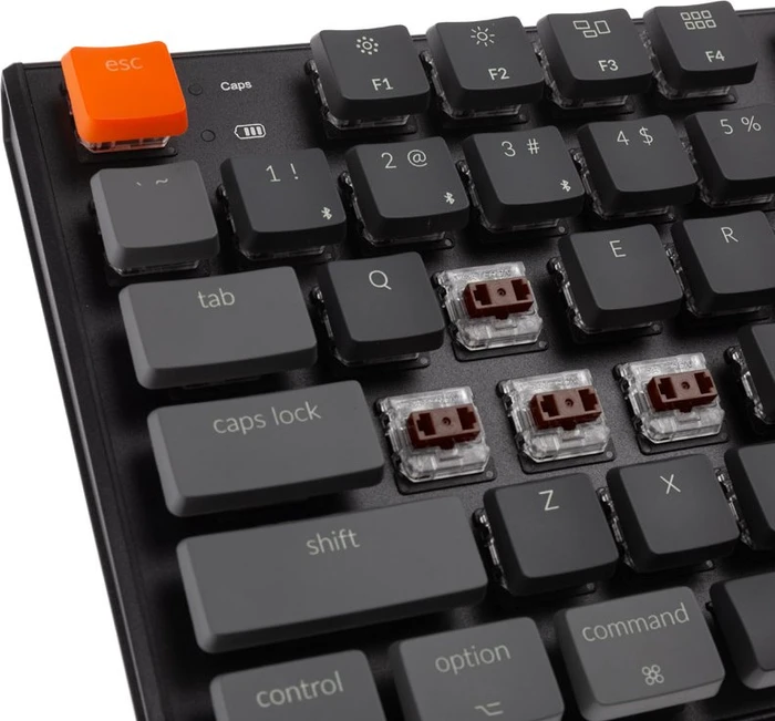 Keychron K1 V4, 80% TKL, LEDs RGB, schwarz, Gateron LOW PROFILE BROWN, USB/Bluetooth, US