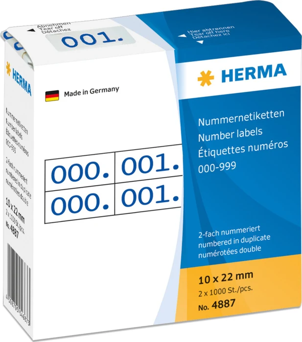 Herma Zahlenetiketten zweifach, 22x10mm, blau/weiß, 1er-Pack (2000 Etiketten)