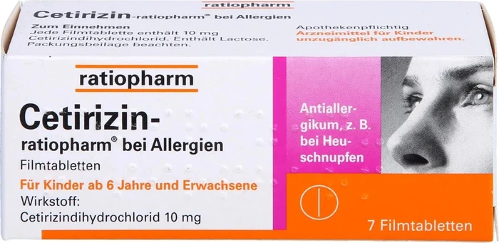 Cetirizin-ratiopharm bei Allergien 10mg Filmtabletten, 7 Stück