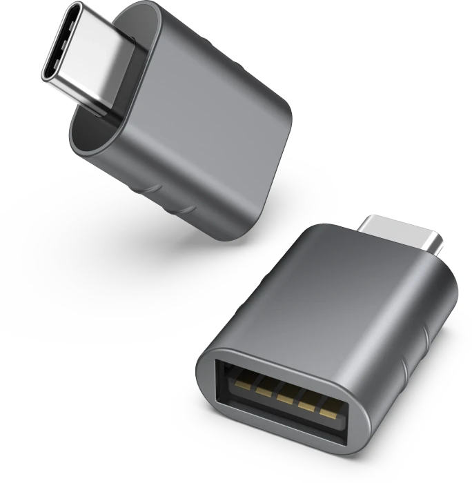 Syntech USB-Adapter, USB 3.0, 5Gb/s, USB-A 3.0 [Buchse] auf USB-C 3.0 [Stecker], Space Gray, 2er-Pack