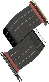 LinkUP AVA5 v4 ITX Armour Riser Kabel, rechts gerichtet, gewinkelt, PCIe 5.0, 600mm, schwarz