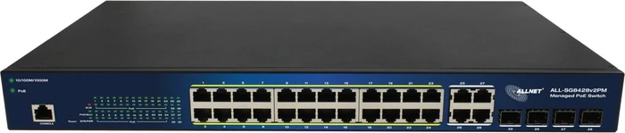 Allnet SG84 Rackmount Gigabit Smart Switch, 24x RJ-45, 4x RJ-45/SFP, 370W PoE+