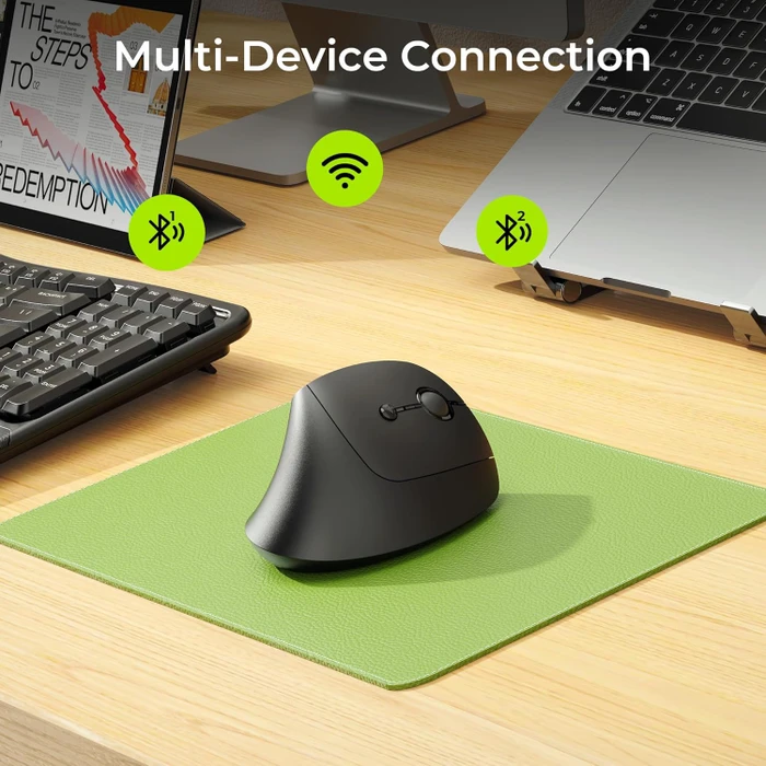 Seenda MOU200 Wireless Ergonomic Vertical Mouse, schwarz, USB/Bluetooth