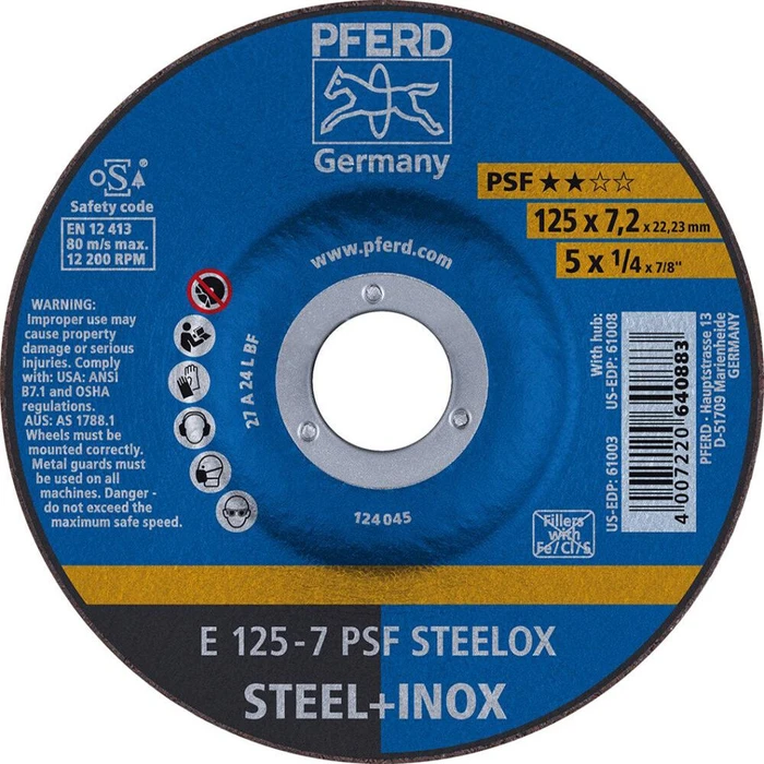 Pferd E 180-7 PSF STEELOX Schleifscheibe, 180x7.2x22.23mm, 10 Stück