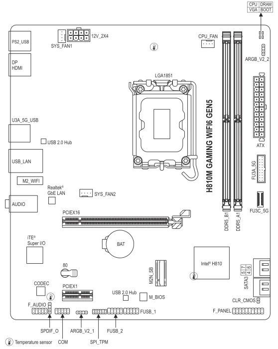 GIGABYTE H810M Gaming WIFI6 GEN5 (Intel 1851)