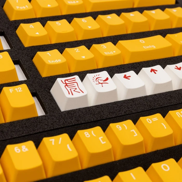 Ducky Keycap Set, Kunststoff (PBT) Double-Shot, weiß/gelb, 109 Tasten, ISO-DE