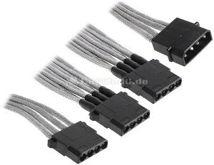 BitFenix Alchemy 4-Pin Molex auf 3x 4-Pin Molex 55cm, sleeved silber