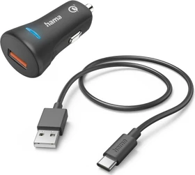Hama Auto-Schnellladegerät mit Ladekabel USB-C QC 19.5W 1.5m schwarz