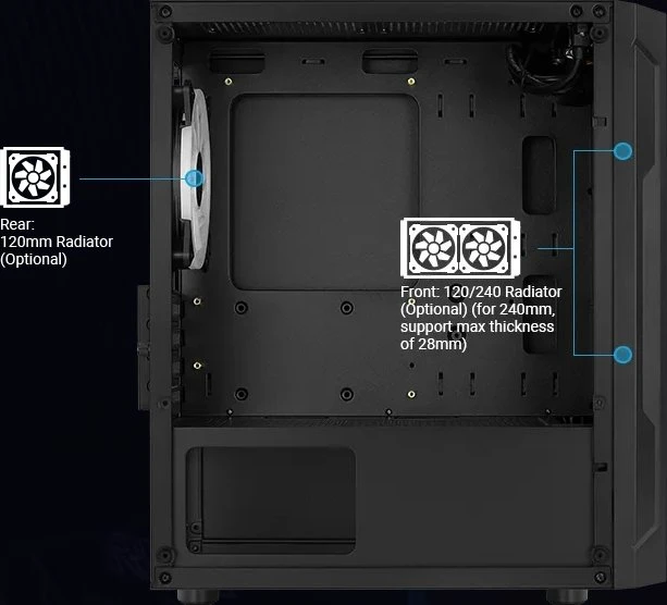AeroCool Trinity Mini, Lüfter LED RGB, Glasfenster