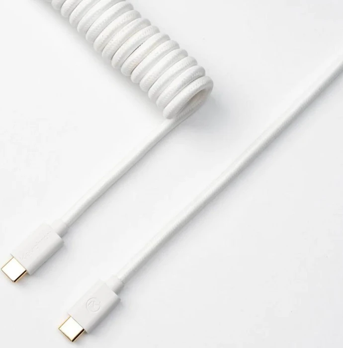 Keychron Coiled Aviator Cable, Tastaturkabel (Spiral-Textilkabel), 1.36m, weiß