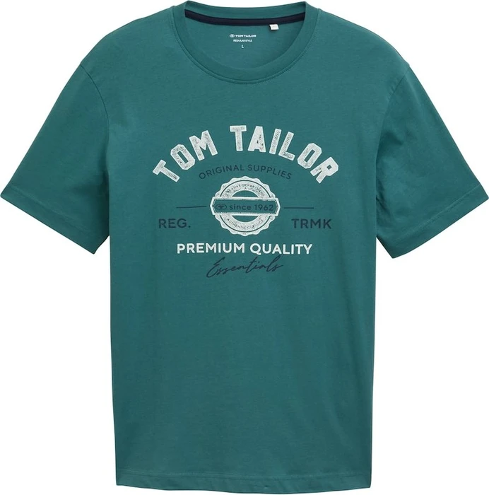 Tom Tailor Logo-Print T-Shirt kurzarm jasper green (Herren)