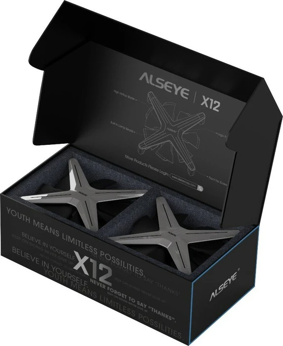 Alseye Xtreme X12 3in1 Kit, grau, LED-Steuerung, Fernbedienung, Lüftersteuerung, 120mm, 3er-Pack