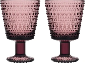 Iittala Kastehelmi Trinkglas mit Fuß 260ml violett, 2 Stück