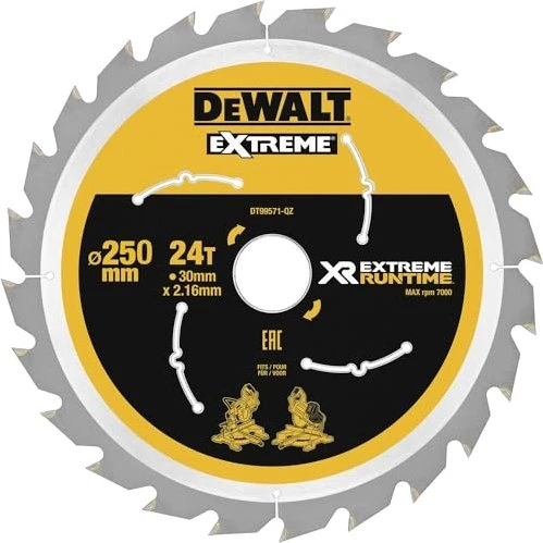 DeWalt DT99571 Extreme Runtime Kreissägeblatt 24Z, 250x1.6x30mm, 1 Stück