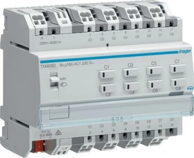 Hager KNX Schalt-/Jalousieaktor 8/4-fach, 16A, 6TE REG, Schaltaktor (TXA608D)