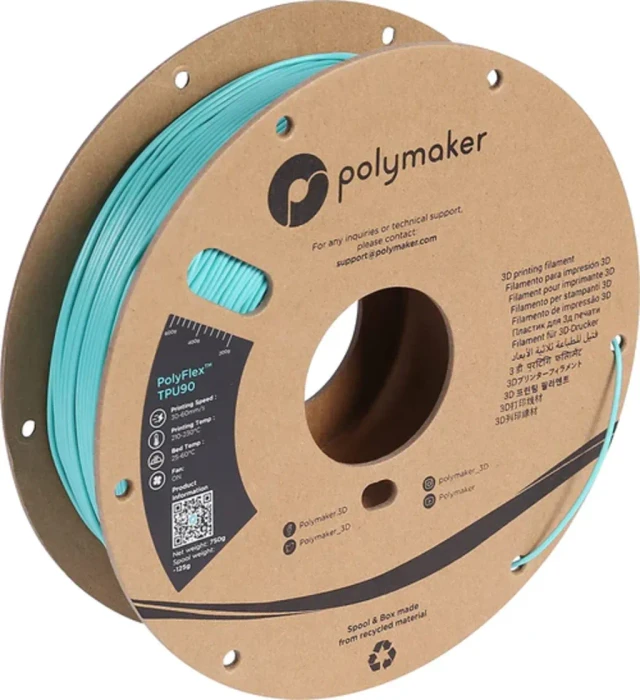 Polymaker PolyFlex 90, Polymaker Teal, Spule, 1.75mm, 750g