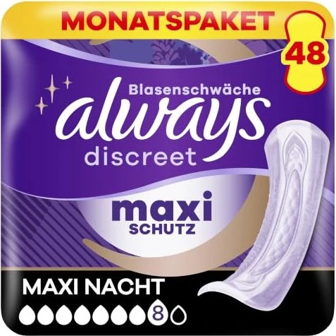 Always Discreet Ultimate Nacht Hygieneeinlage, 48 Stück (4x 12 Stück)