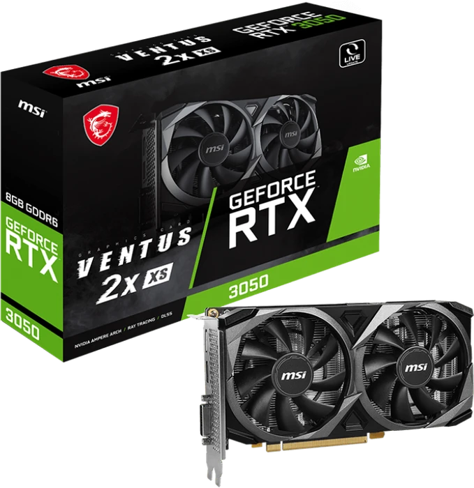 MSI GeForce RTX 3050 Ventus 2X XS 8G, 8GB GDDR6, DVI, HDMI, DP