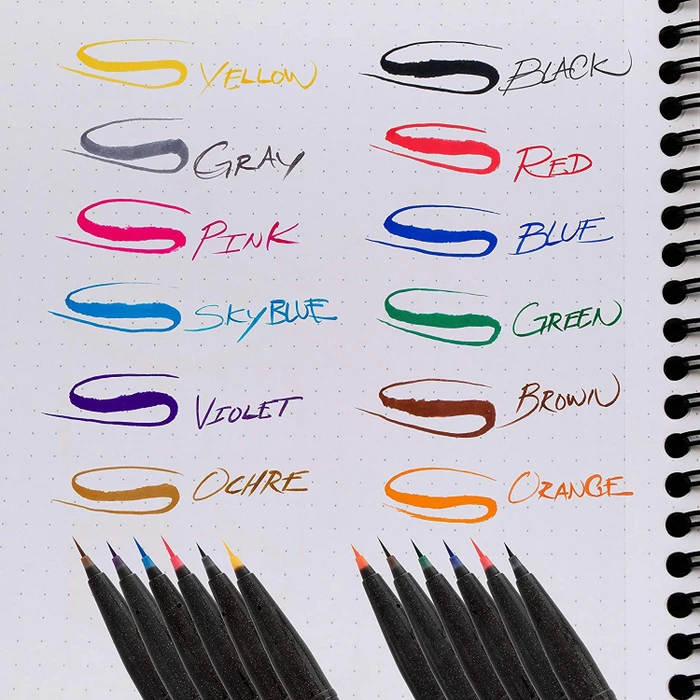 Pentel Brush Sign Pen Micro Brush SESF30C sortiert, 12er-Set, Etui