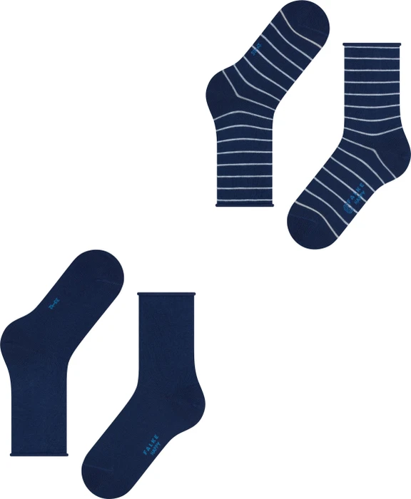 Falke Happy Stripe Socken royal blue, 2 Paare (Damen)
